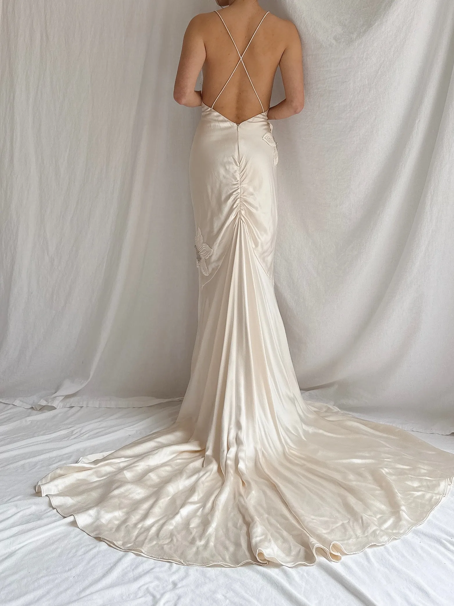 Vintage Silk Bias Double Layered Slip Gown - S-M