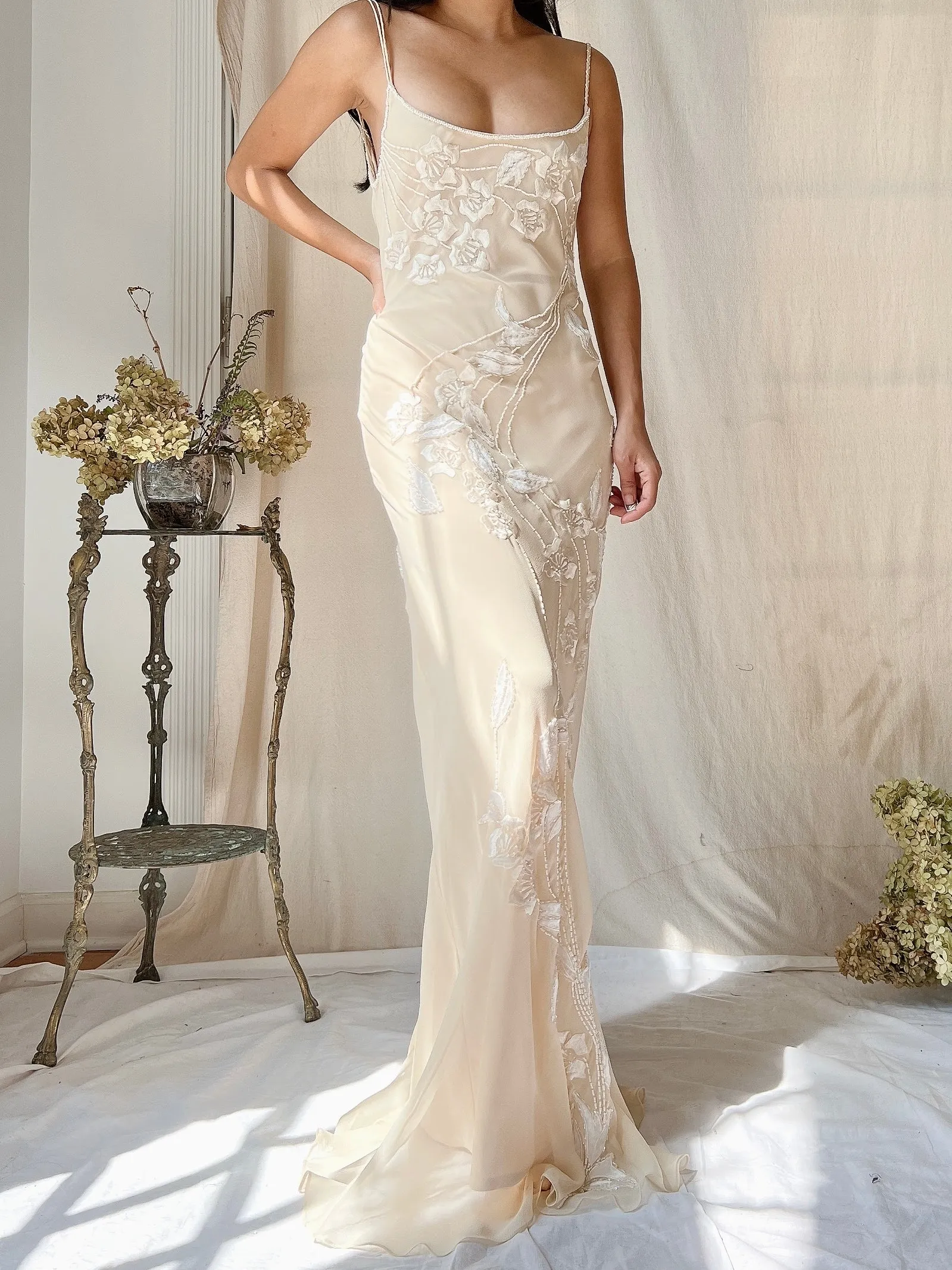 Vintage Silk Embroidered Dress - S