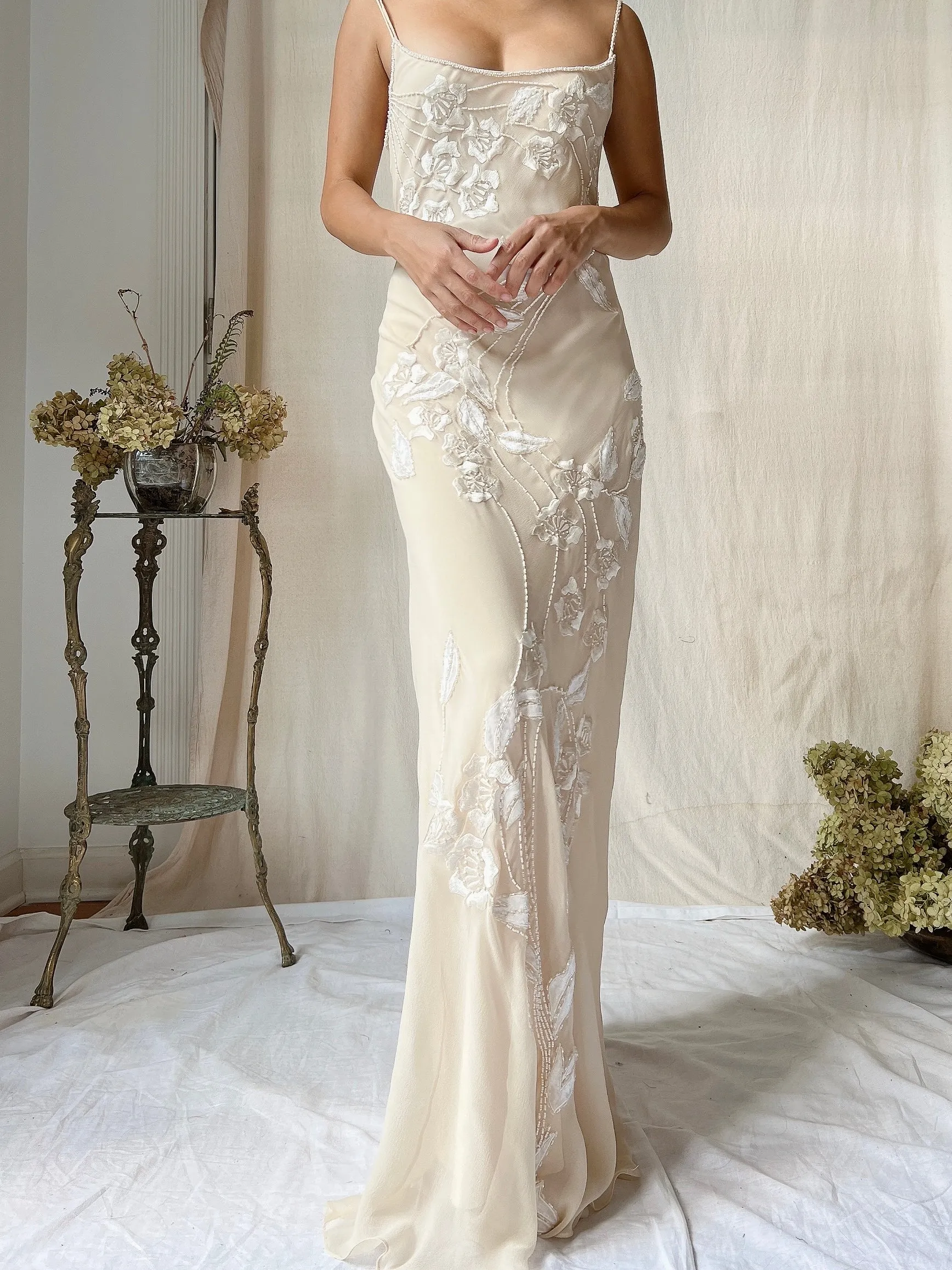Vintage Silk Embroidered Dress - S