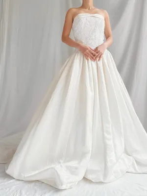 Vintage Silk Lace Bodice Gown - M/6/8
