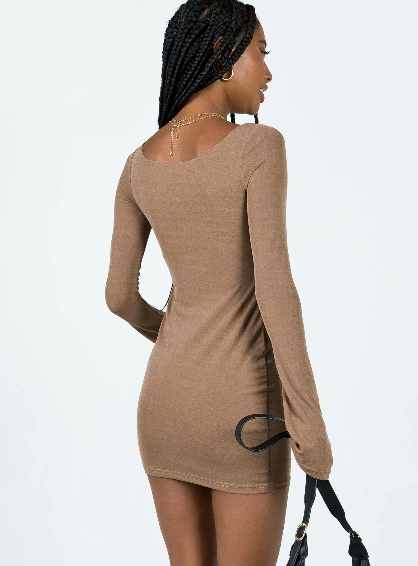 Wesley Long Sleeve Mini Dress Brown