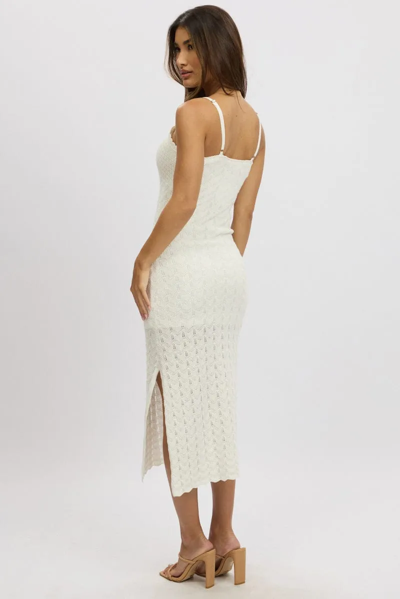 White Knit Dress Singlet Midi