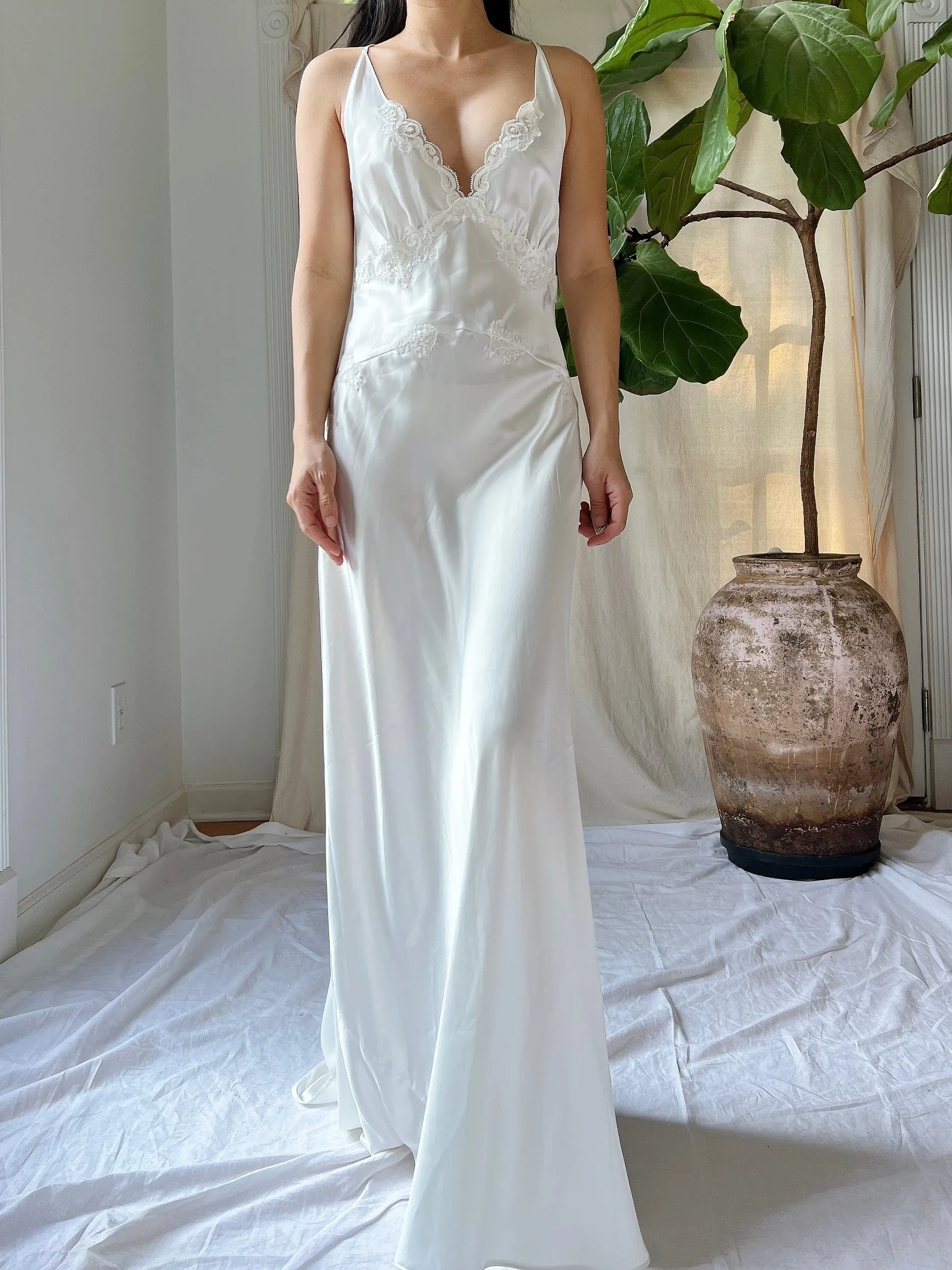 Y2K Satin and Lace Slip - XS/S