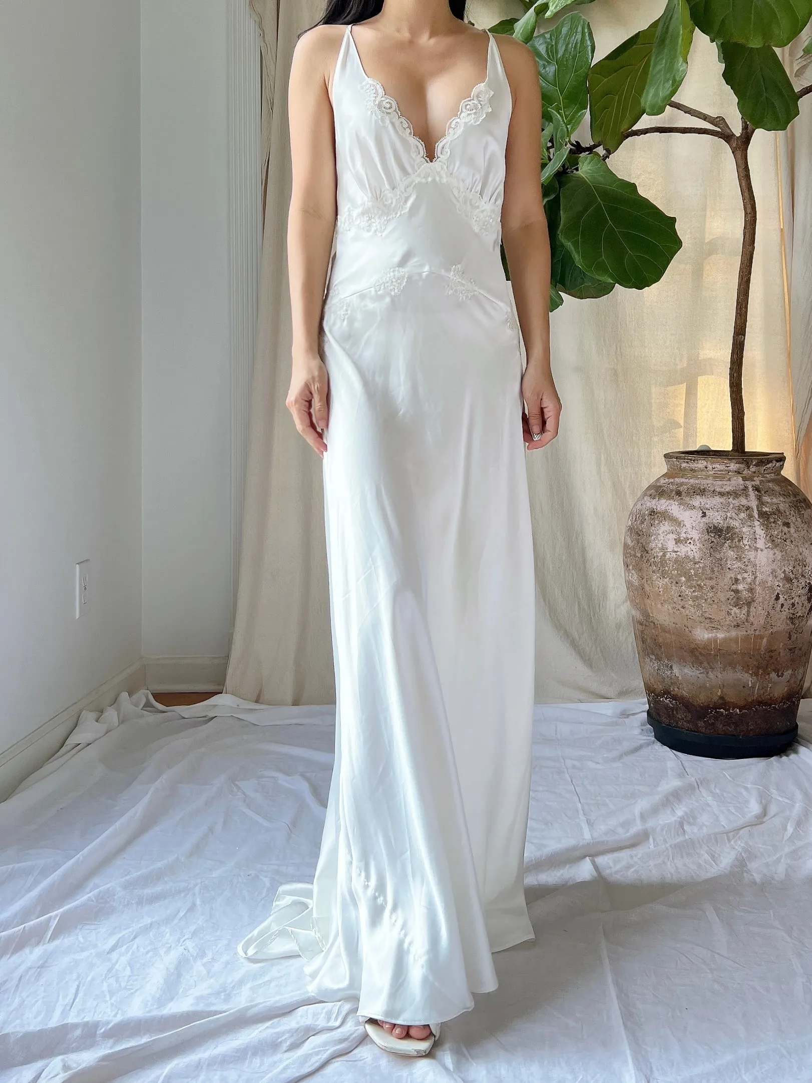 Y2K Satin and Lace Slip - XS/S