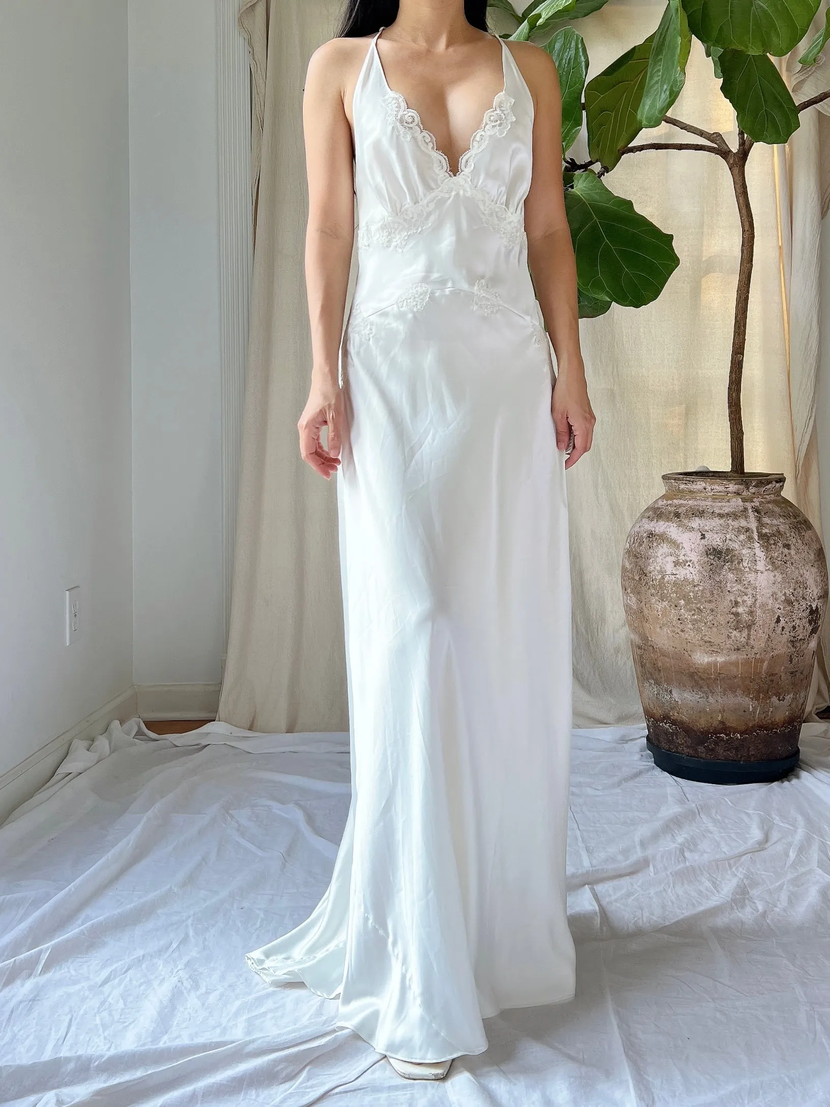 Y2K Satin and Lace Slip - XS/S