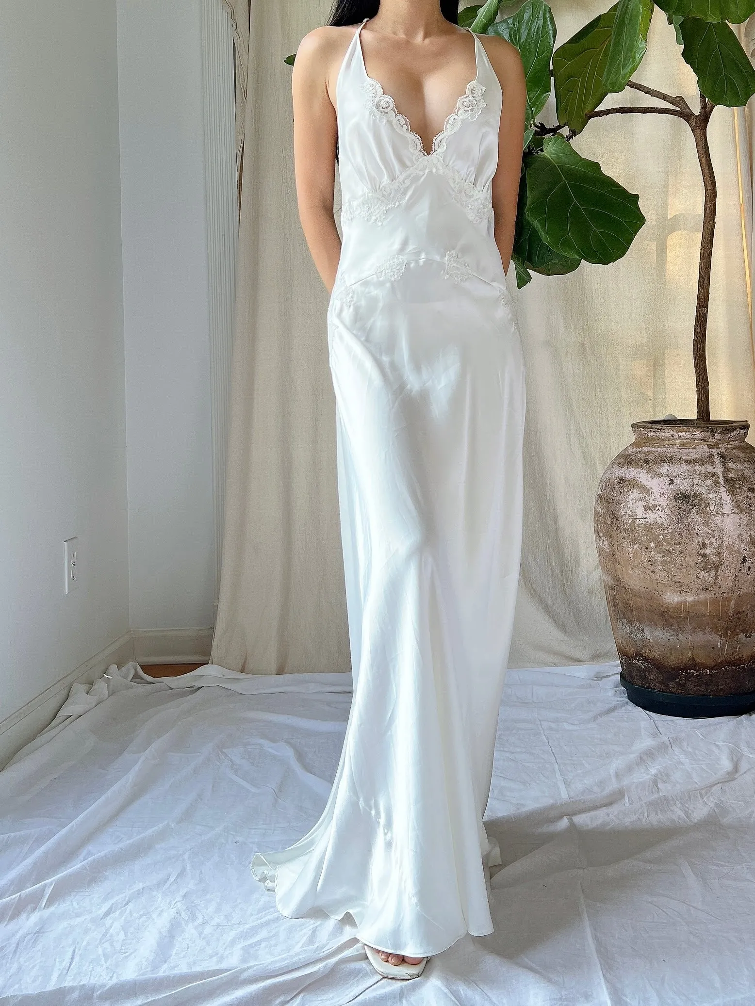 Y2K Satin and Lace Slip - XS/S