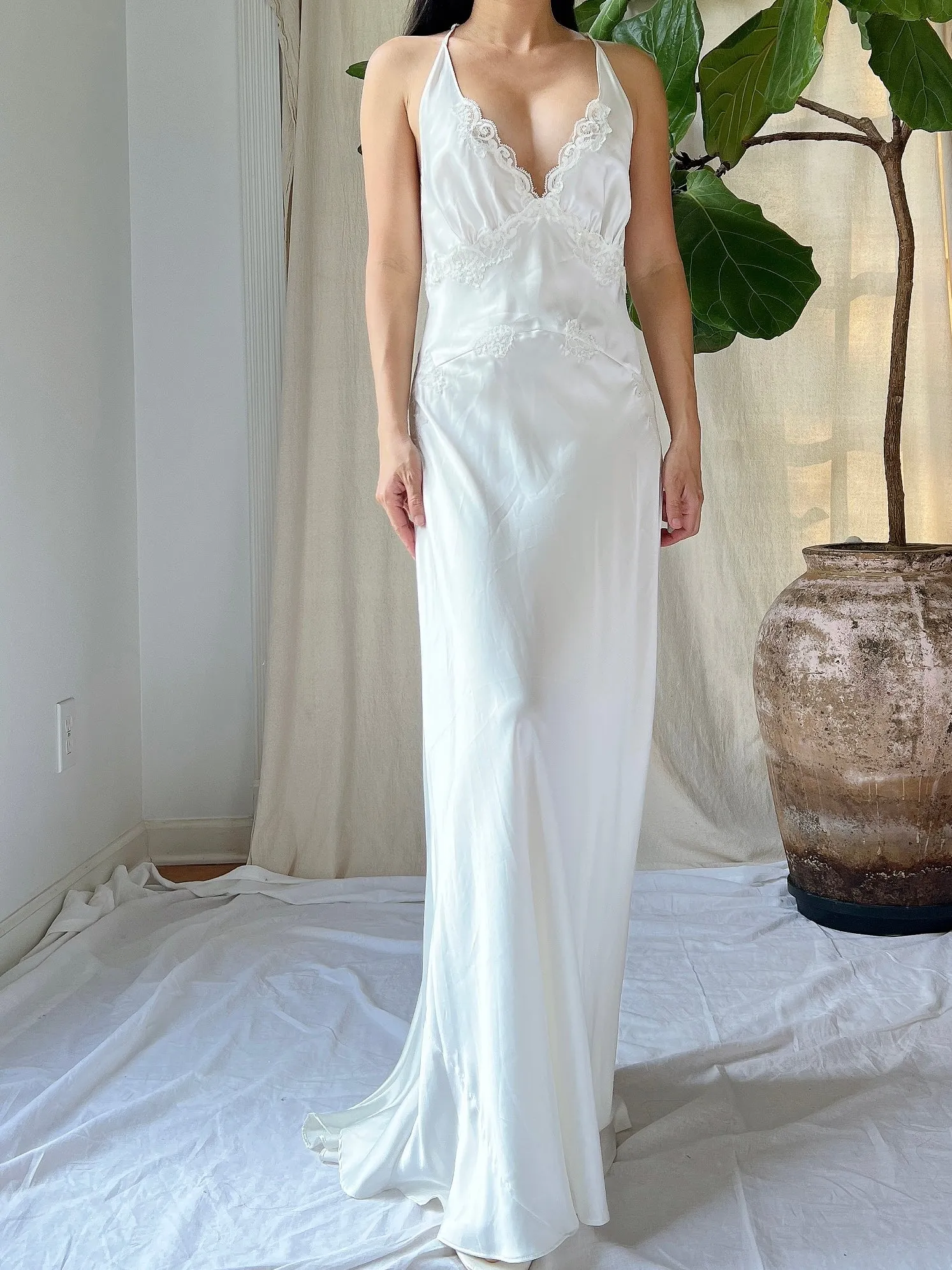 Y2K Satin and Lace Slip - XS/S